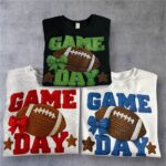 Game Day Football Bow Graphic Tee, Crewneck or Hoodie